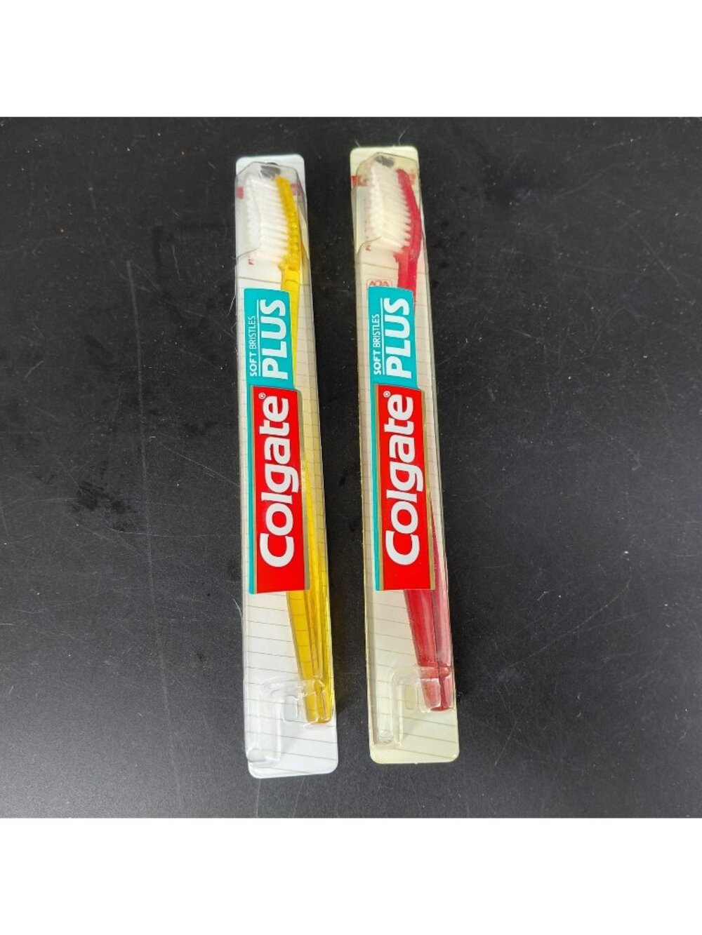 Vintage Colgate Plus Soft Bristles Toothbrush Lot 2 Adult USA Multicolor